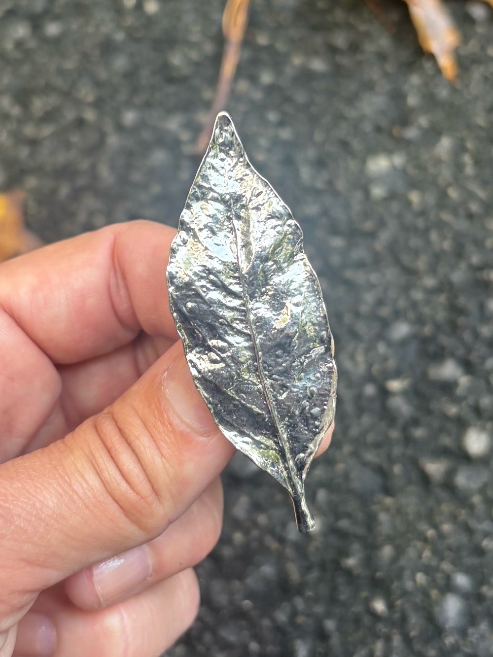 Shiny Silver Leaf Hair Barrette